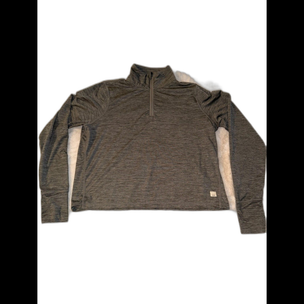 Vuori Heather Gray 1/4 Zip Long Sleeve Athletic Pullover Running Top Womens L